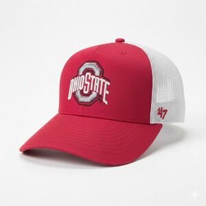 Ohio State Buckeyes 47 Brand Trucker Hat Cap Red White‎ Mesh Snapback OSU OSFA